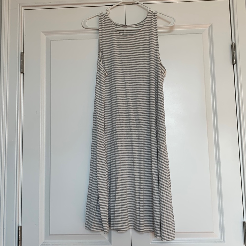 Grey and White Stripped Old Navy T-Shirt Dress